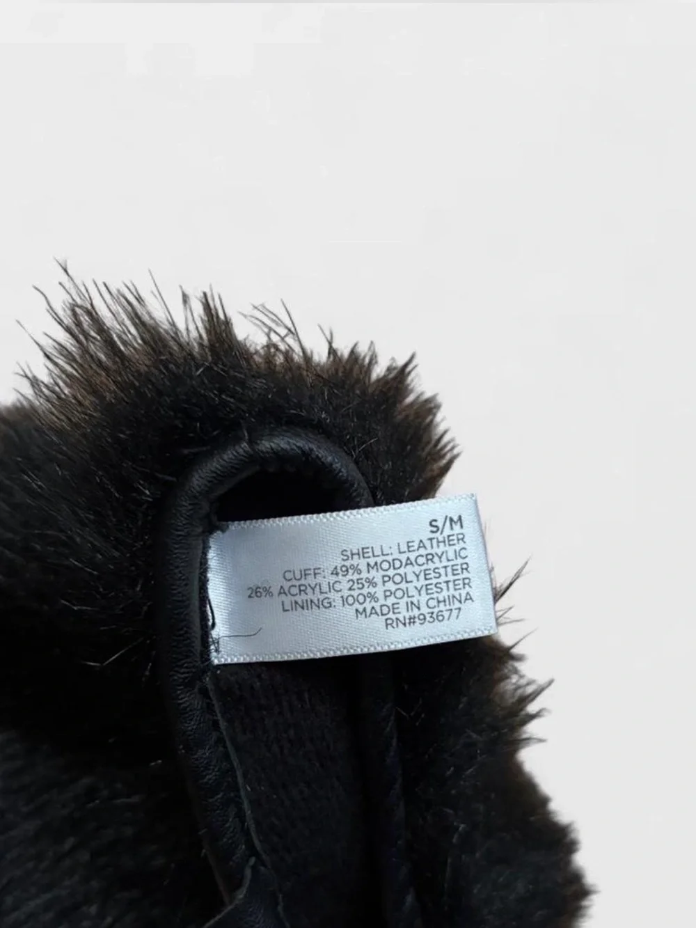 Black Leather Winter Gloves with Faux Fur Cuffs